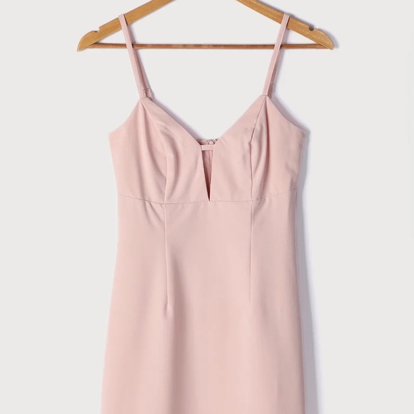 Lulu’s soft pink v neck spaghetti strap mini dress /Lulu’s pink formal dress s - Picture 5 of 6